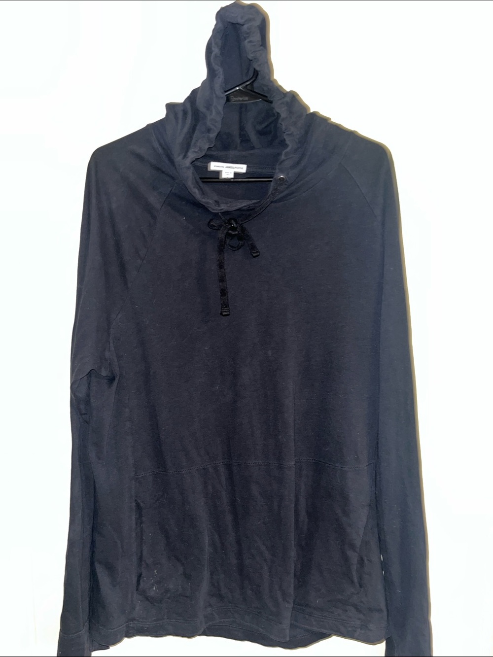 James Perse Black Hooded Drawstring Top